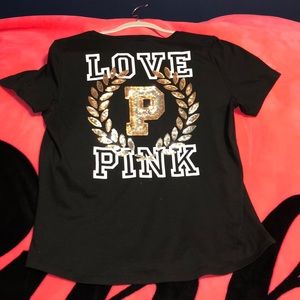 LN PINK VS ROSE GOLD BLING TEE